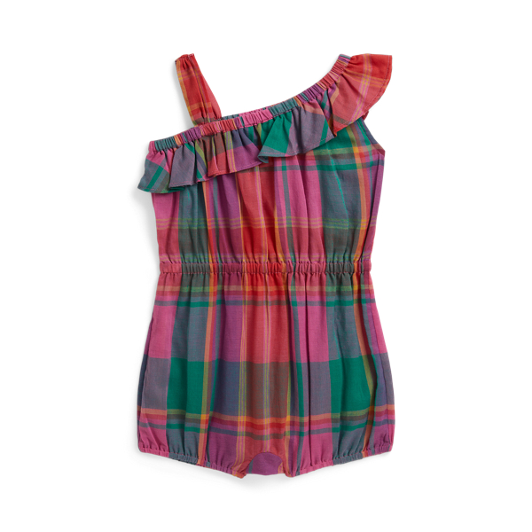 Multi Plaid Ruffled Cotton Madras Shortall Baby Girl 2