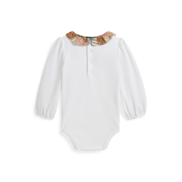 White Ruffle-Overlay Cotton Interlock Bodysuit Baby Girl 2