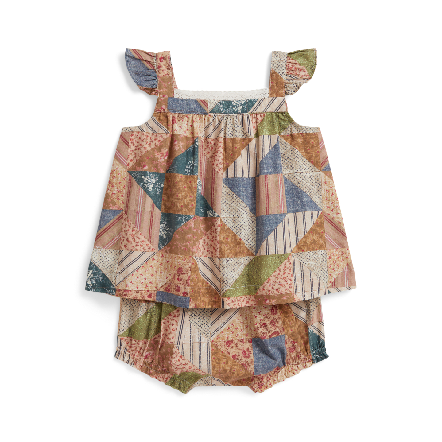 Детские комплекты Ralph Lauren Patchwork-Print Cotton Top & Bloomer, цвет: Cortney Patchwork — фото 2