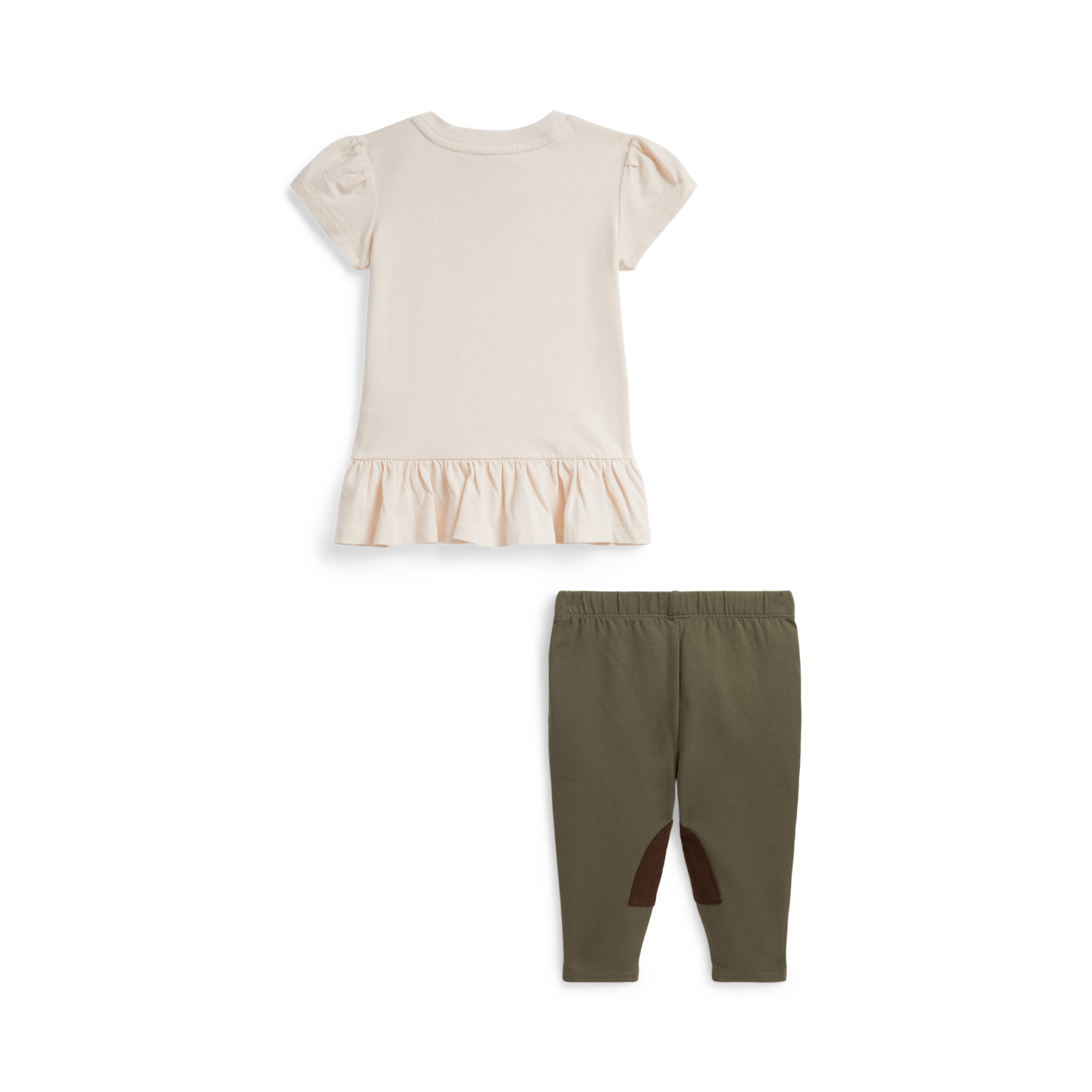 Детские комплекты Ralph Lauren Polo Bear Jersey Peplum Tee & Legging, цвет: Кремовый — фото 1