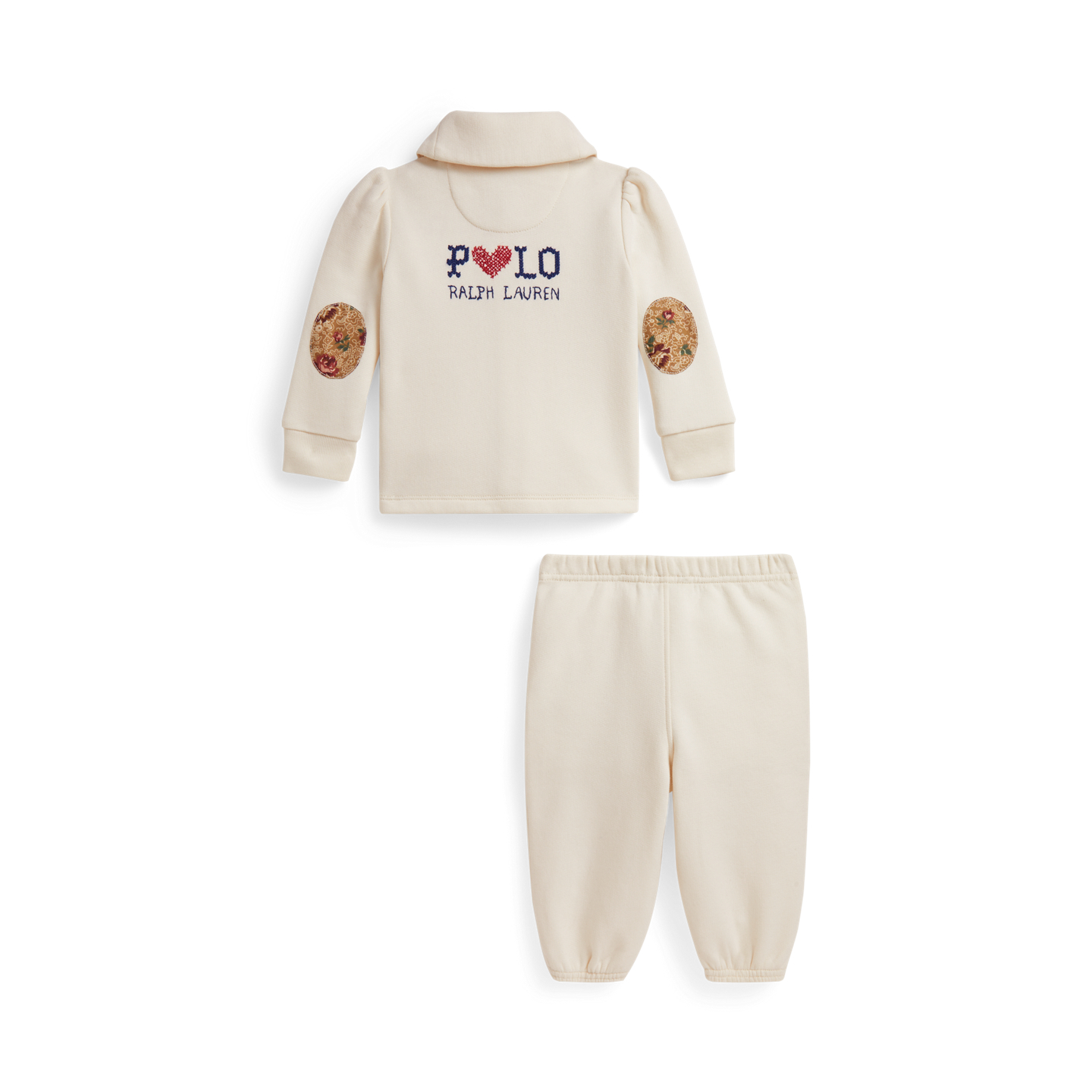Детские комплекты Ralph Lauren Logo Fleece Cardigan & Pant, цвет: Кремовый — фото 1