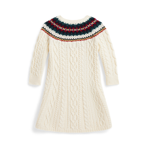 Детское платье Ralph Lauren Fair Isle Cotton Sweater Dress, цвет: Кремовый разноцветный