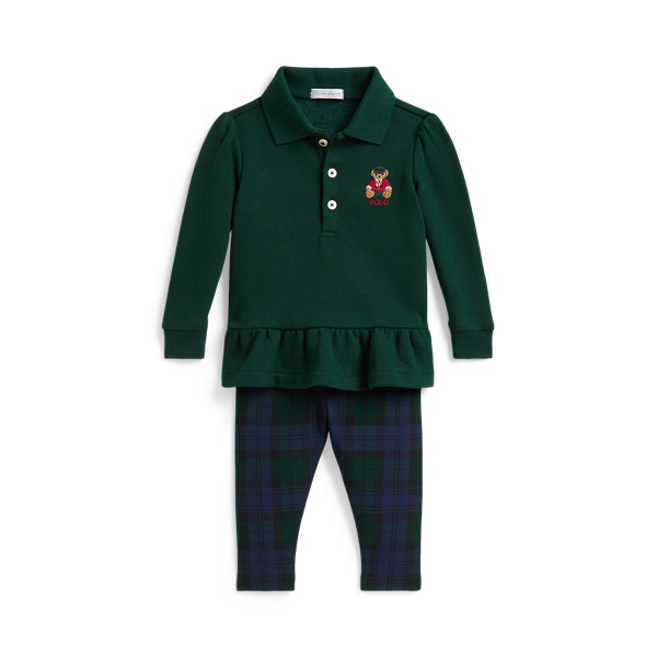 Bluzka Polo Bear i legginsy w kratę