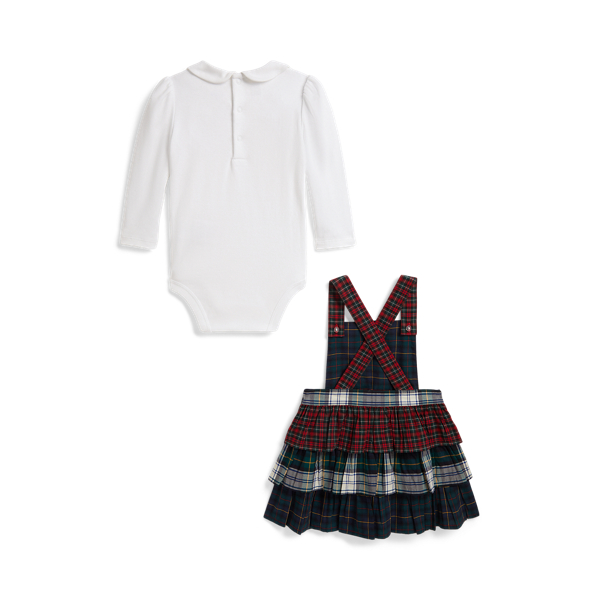 Cotton Bodysuit & Tiered Plaid Dress