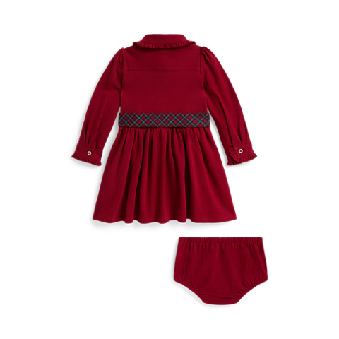 Детское платье Ralph Lauren Belted Cotton Mesh Shirtdress & Bloomer, цвет: Красный