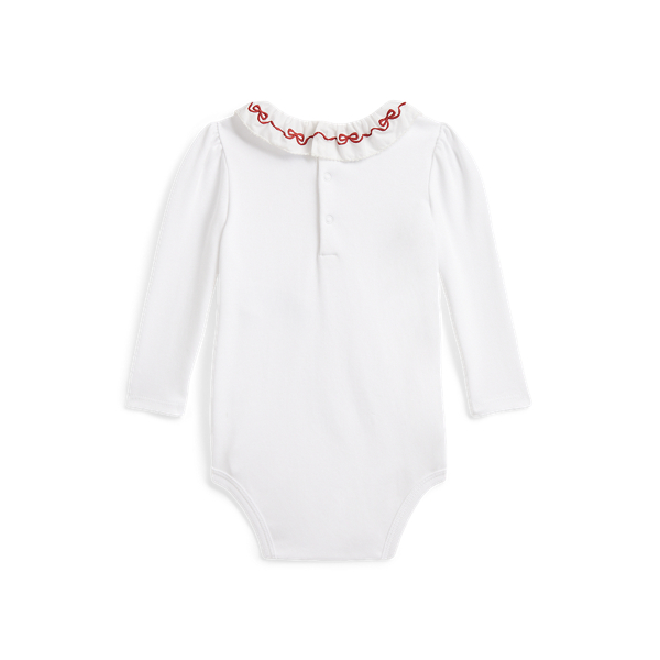 Ruffle-Overlay Cotton Interlock Bodysuit
