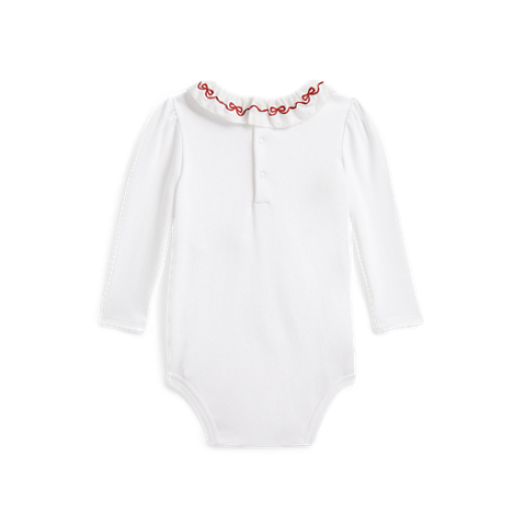 Боди Interlock для детей, оборки, хлопок — Ralph Lauren, цвет: Белый
