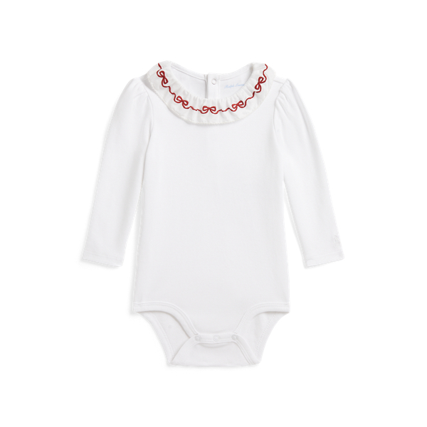 Ruffle-Overlay Cotton Interlock Bodysuit
