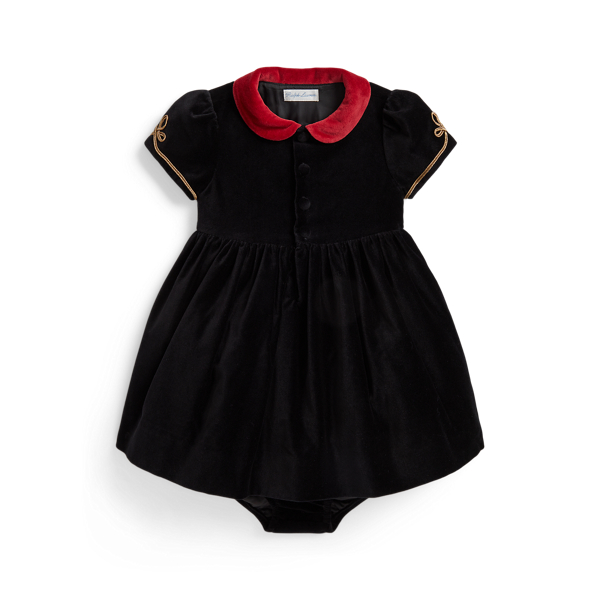 Soutache-Trim Velvet Dress & Bloomer