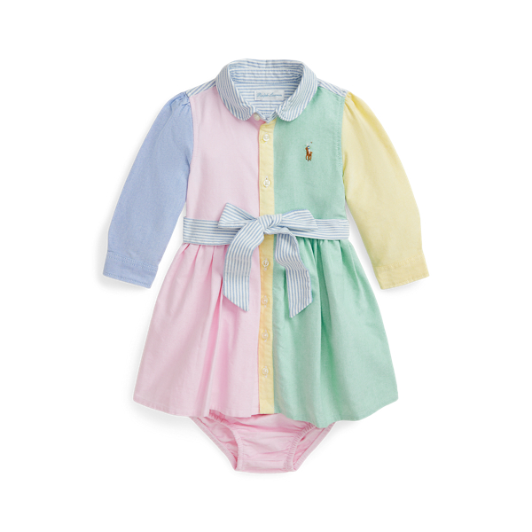 Vestido e tapa-fraldas Oxford em algod&atilde;o