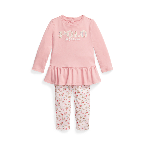 Floral Logo Cotton Top &amp; Legging Set