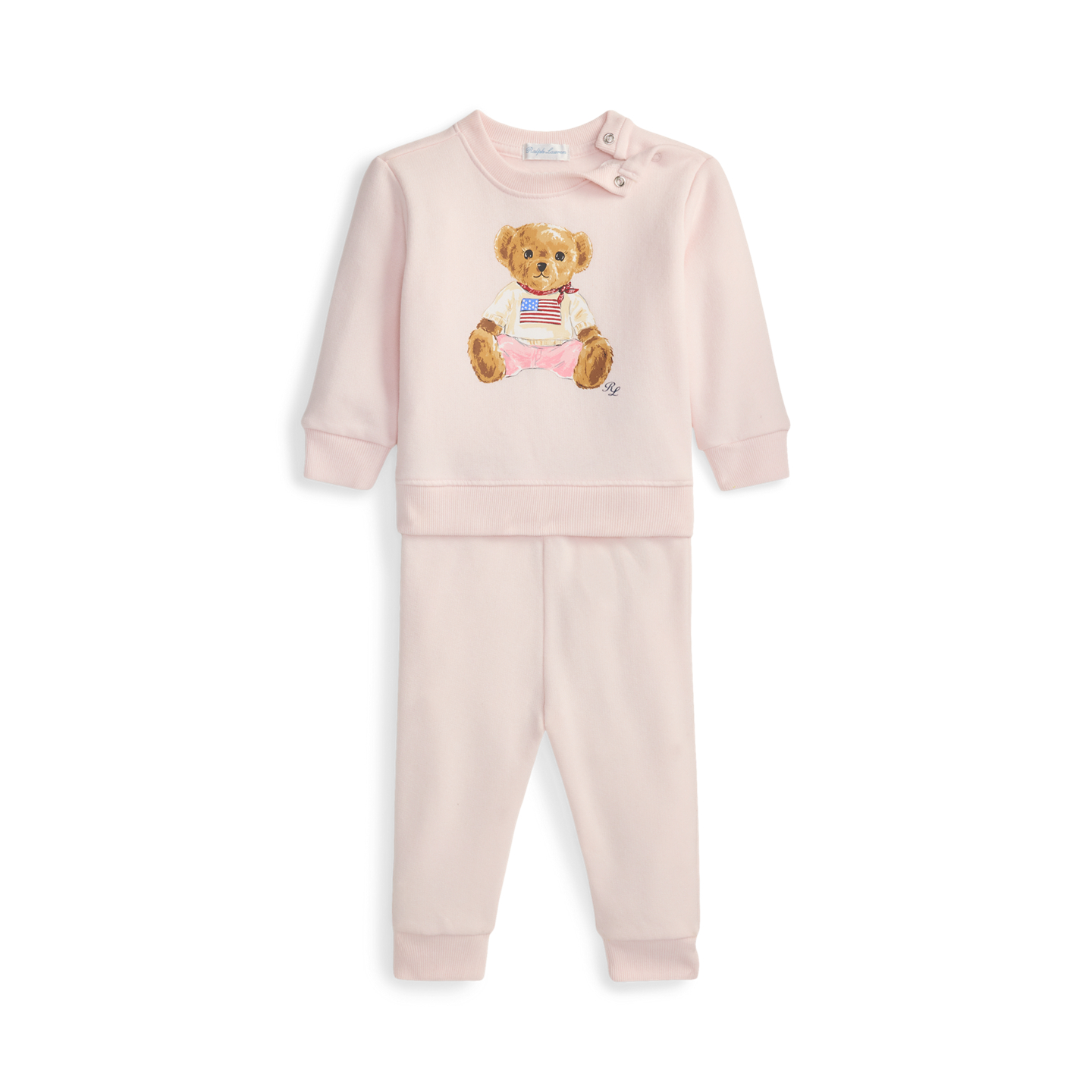 Детские комплекты Ralph Lauren Polo Bear Fleece Sweatshirt & Pant, цвет: Розовый — фото 3