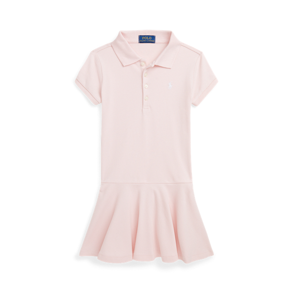 Hint Of Pink W/ White Stretch Mesh Polo Dress Girls 1.5-6.5 Years 1