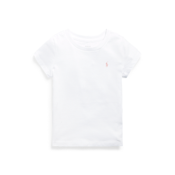 White W/ Hint Of Pink Cotton Jersey T-shirt Girls 1.5-6.5 Years 1