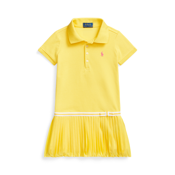 Robe Polo pliss&eacute;e piqu&eacute; de coton stretch
