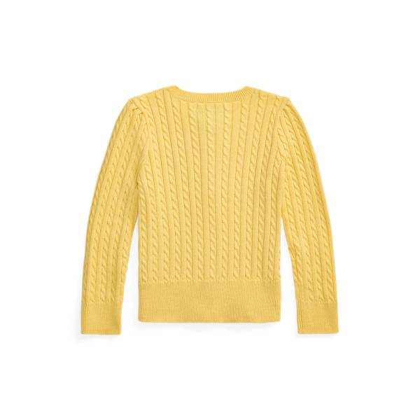 Corn Yellow/Laguna Pink Mini-Cable Cotton Cardigan Girls 1.5-6.5 Years 2