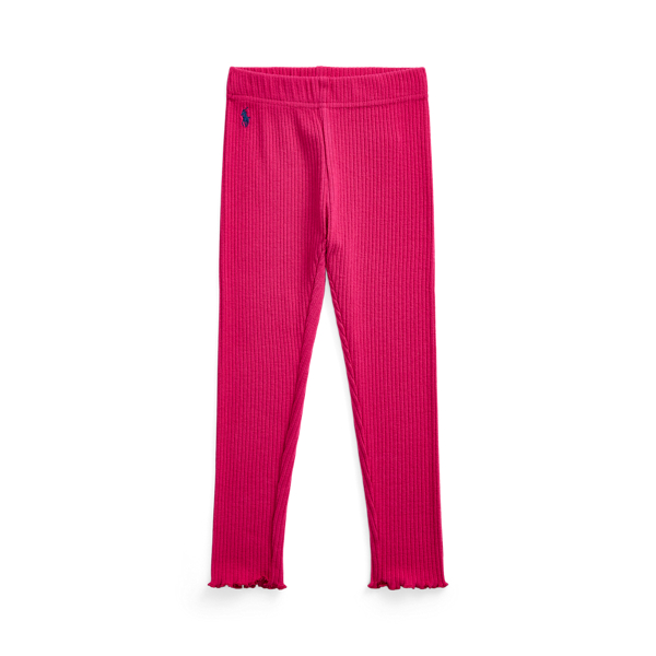 College Pink W/ Navy Stretch Ribbed Legging Girls 2-6x 1