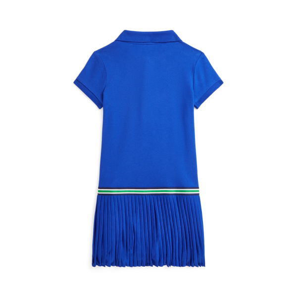 Pleated Stretch Mesh Polo Dress