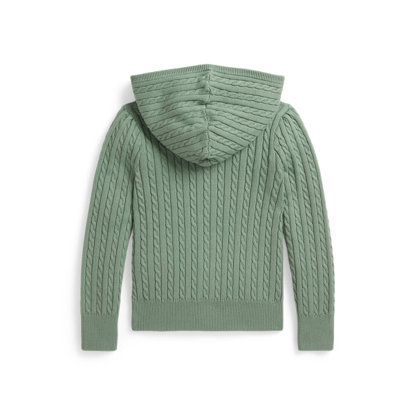 Faded Mint Mini-Cable Cotton Full-Zip Hoodie Girls 2-6x 2