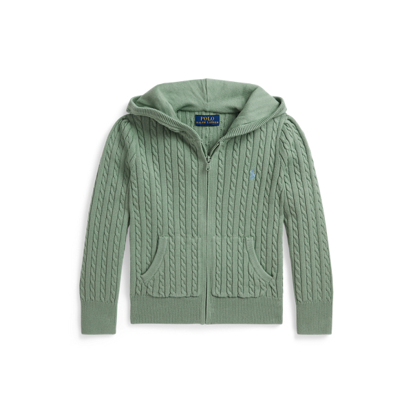 Faded Mint Mini-Cable Cotton Full-Zip Hoodie Girls 2-6x 1