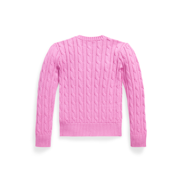 Laguna Pink/White Cable-Knit Cotton Jumper Girls 2-6x 2