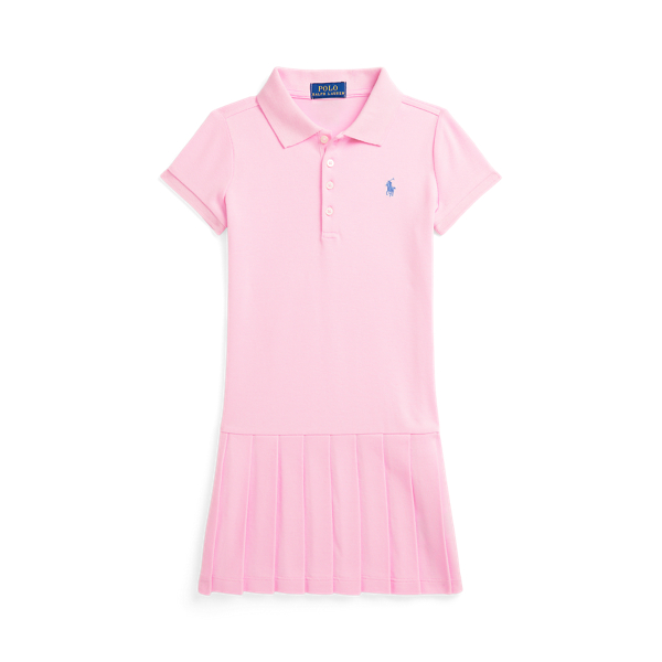 Pleated Stretch Mesh Polo Dress for Girls Ralph Lauren CH