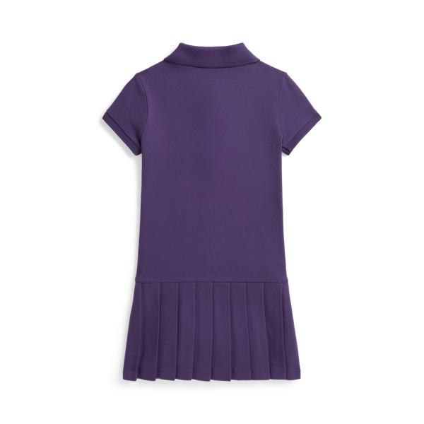 Valley Purple Pleated Stretch Mesh Polo Dress Girls 2-6x 2