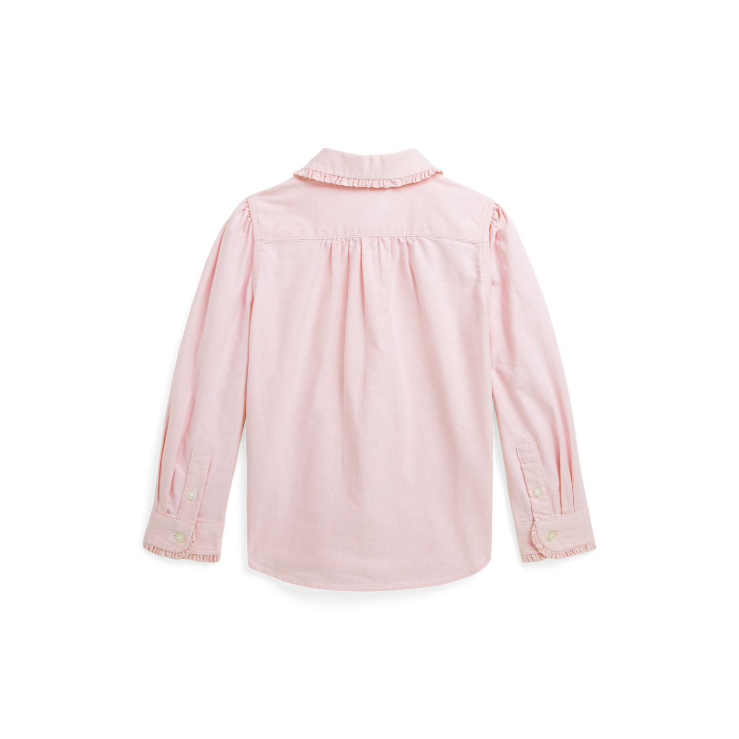 Детская рубашка Ralph Lauren Ruffled Cotton Oxford, цвет: Розовый — фото 1
