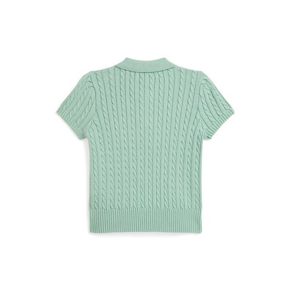 Celadon Mini-Cable Cotton Polo Sweater Girls 2-6x 2