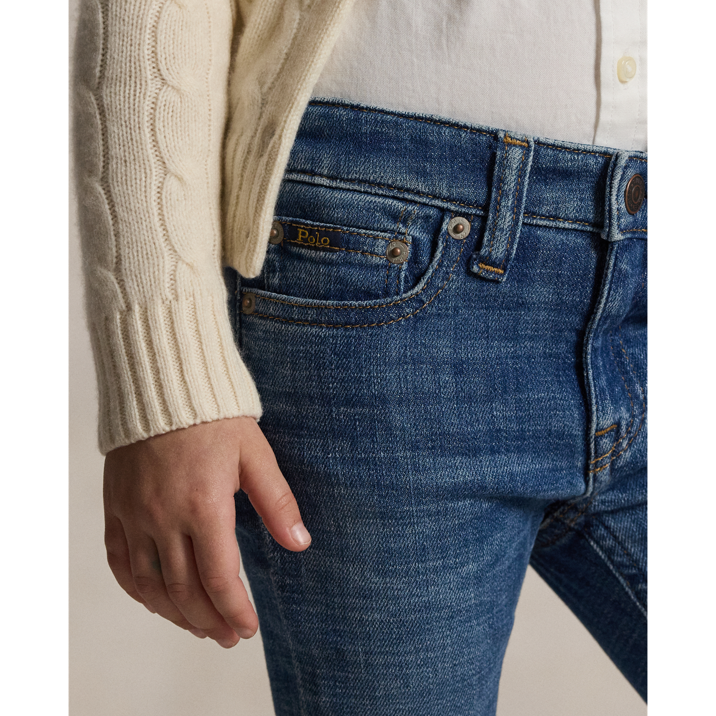 Детские джинсы Ralph Lauren High-Rise Skinny Fit Stretch, цвет: Варёный — фото 3