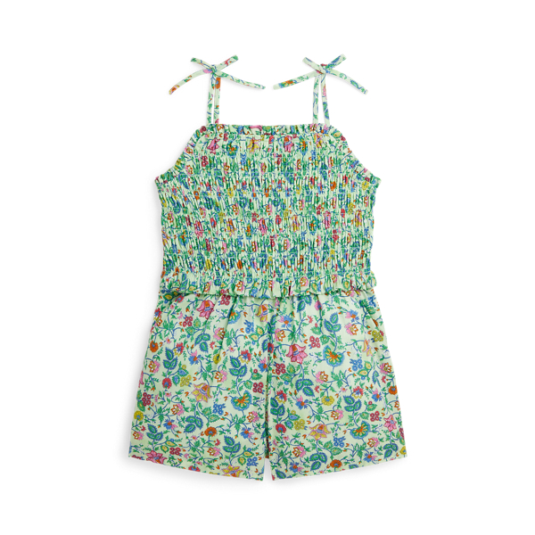 Floral Smocked Cotton Batiste Playsuit