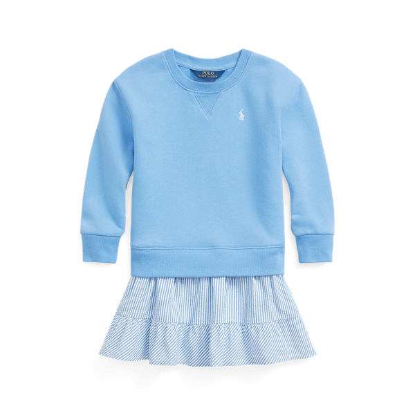 Striped Fleece Sweatshirt Dress