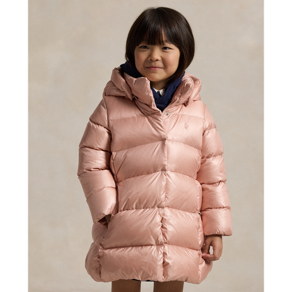 Chaqueta larga metalizada de plum&oacute;n