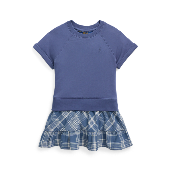 Plaid French Terry Sweatshirt Dress Girls 2-6x 1