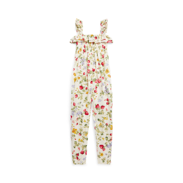 Floral Smocked Cotton Batiste Jumpsuit