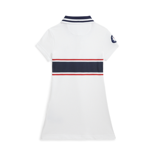Ceramic White Multi Team USA Stretch Mesh Polo Dress Girls 2-6x 2
