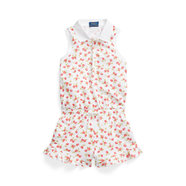 Strawberry Stretch Mesh Polo Playsuit