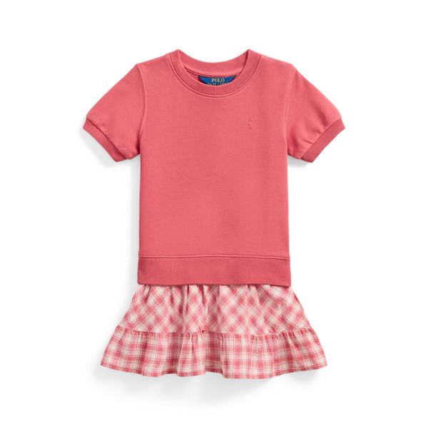 Plaid French Terry Sweatshirt Dress Girls 2-6x 1