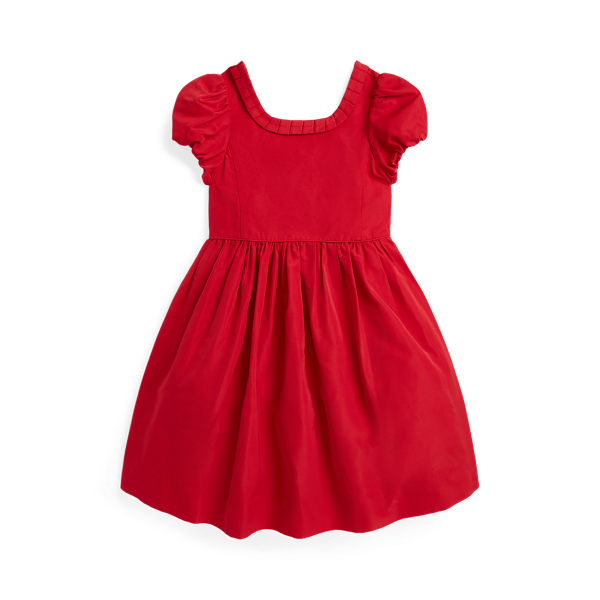 Pleated-Trim Faille Dress