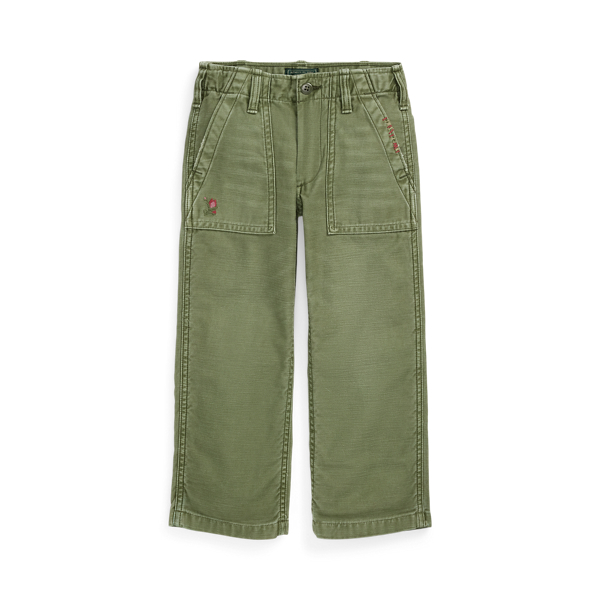 Embroidered Cotton Satin Carpenter Pant Girls 1.5-6.5 Years i 1