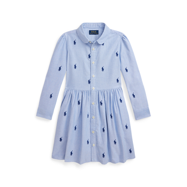 Blue Hyacinth Polo Pony Cotton Oxford Shirtdress Girls 1.5-6.5 Years 1