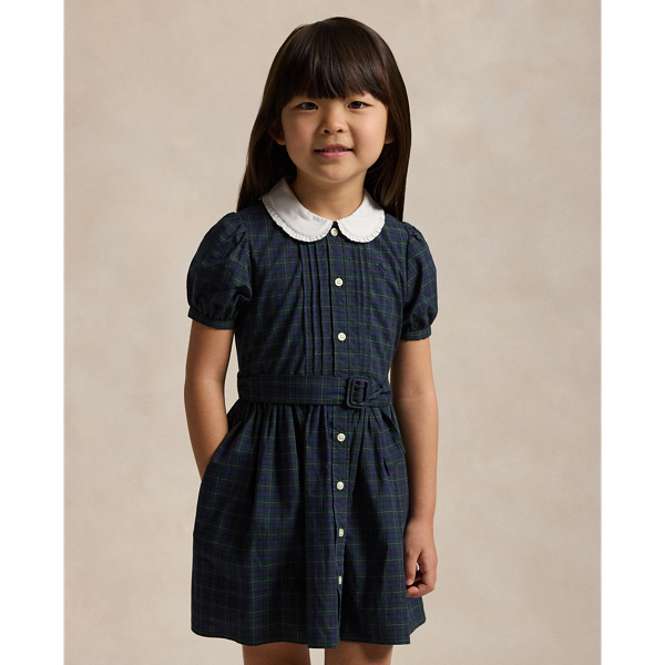 Belted Plaid Cotton Poplin Shirtdress