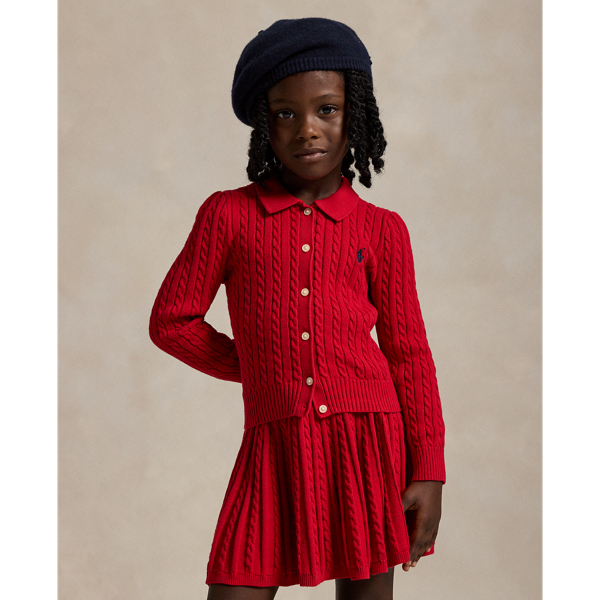 Red / Navy Cotton Polo Cardigan & Skirt Set Girls 2-6x 4