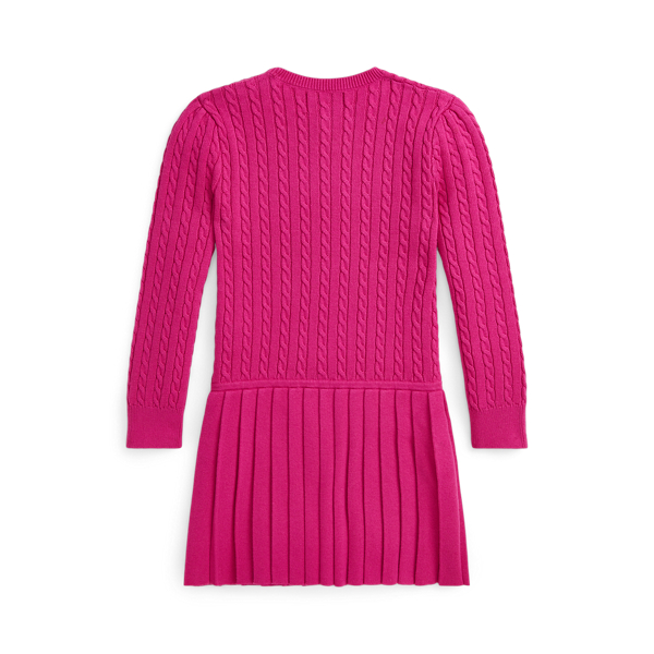 College Pink Mini-Cable Pleated Cotton Sweater Dress Girls 2-6x 2