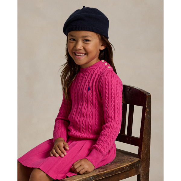 Mini Cable Pleated Cotton Jumper Dress for Girls Ralph Lauren BH