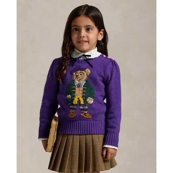 Opulent Purple Polo Bear Crewneck Sweater Girls 2-6x 1