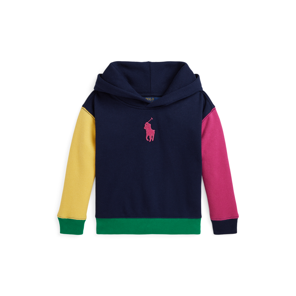 POLO RALPH authentic LAUREN COLORBLOCK SMALL PONY PULLOVER COTTON HOODIE (3XLT)