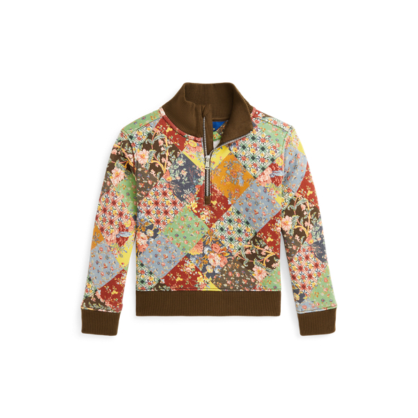 Sweat patchwork demi-zipp&eacute; en molleton
