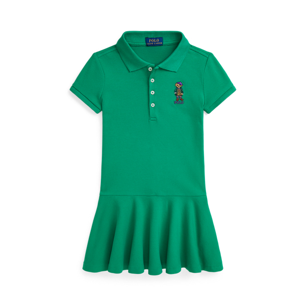 Stafford Green Polo Bear Stretch Mesh Polo Dress Girls 2-6x 1