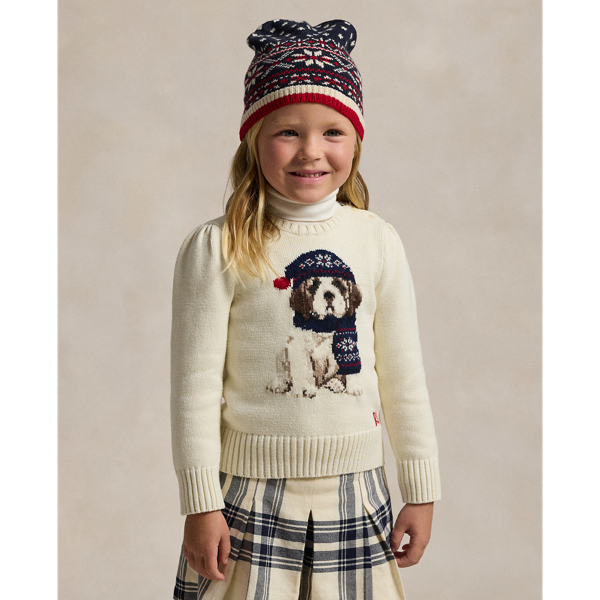 Herbal Milk Dog Crewneck Sweater Girls 2-6x 1